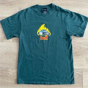 HUF Roasted shirt - MEDIUM - skateboard - 90s skate art - HUF Worldwide - green